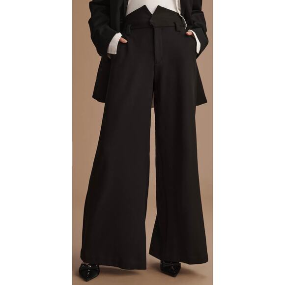 Maeve Anthropologie High-Waisted Wide-Leg Trousers Black Pant Sz 2 NWOT - Picture 1 of 15